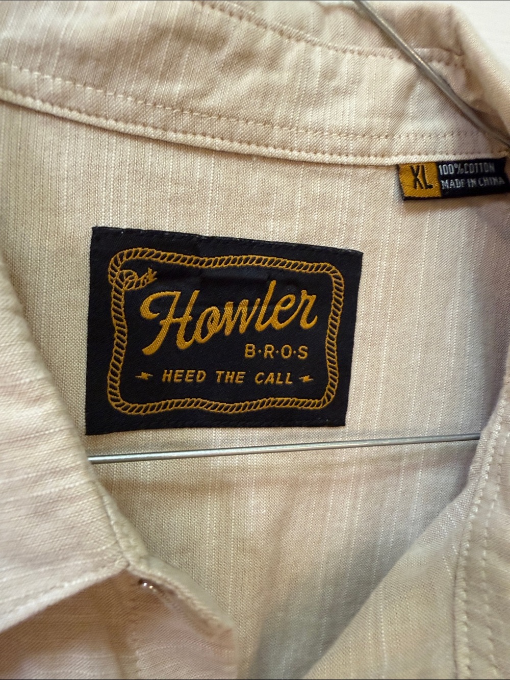 Howler Brothers Beige Short-Sleeve Button-Down Shirt with Multicolor Embroidery - Picture 2 of 3